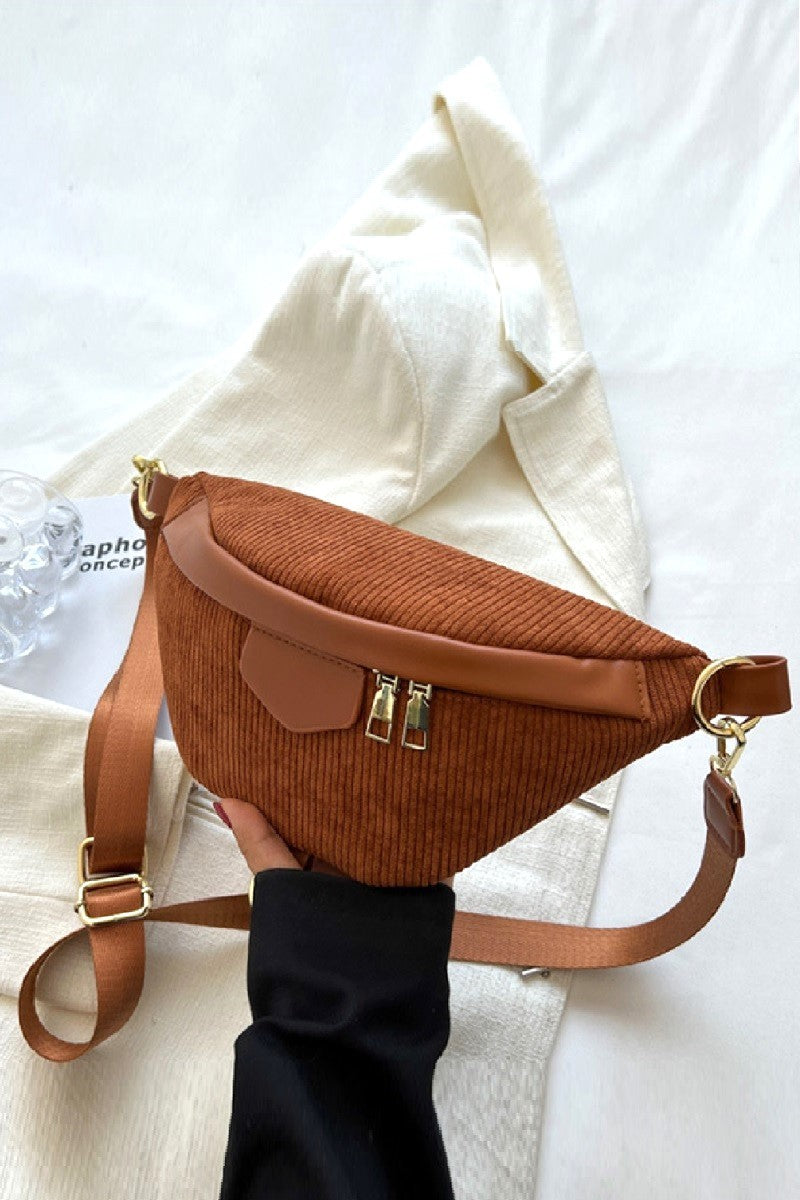 Zenana Corduroy Crossbody Bag with Removable Strap - Charming Charlie