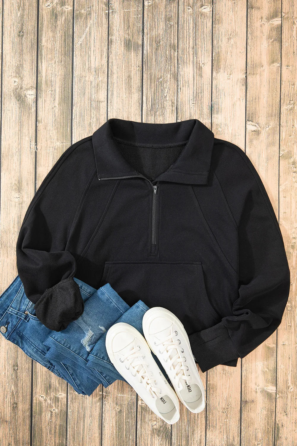 Half Zip Long Sleeve Sweatshirt - Charming Charlie