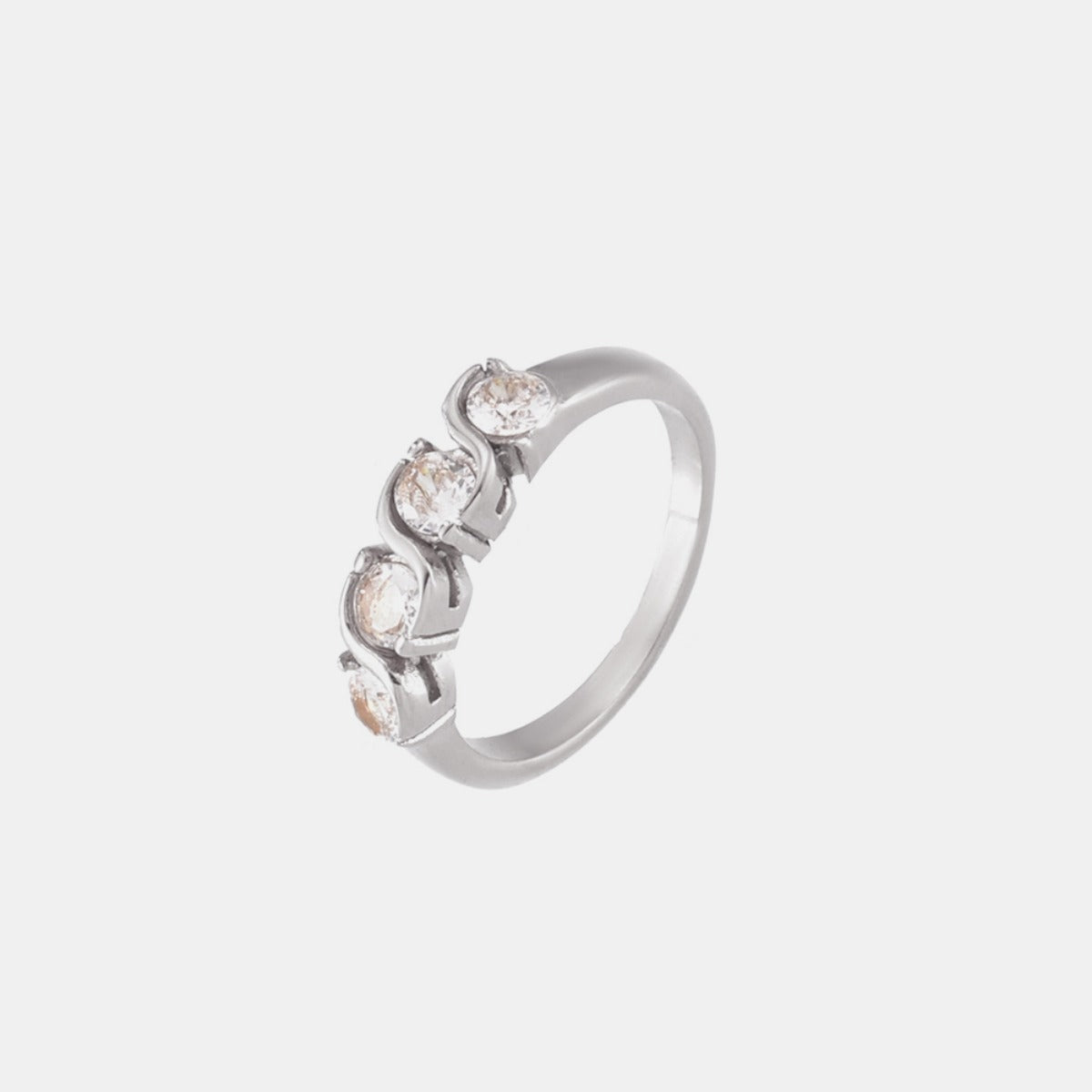 Stainless Steel Inlaid Zircon Ring - Charming Charlie