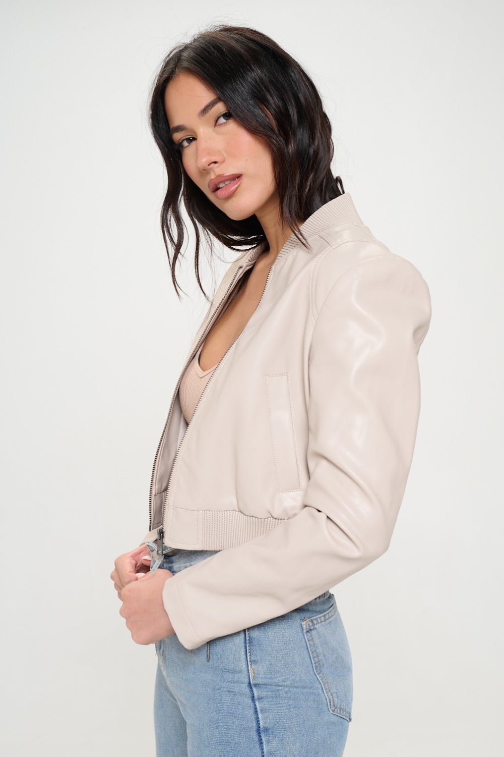 Coalition LA Zip Up Cropped Bomber Jacket - Charming Charlie