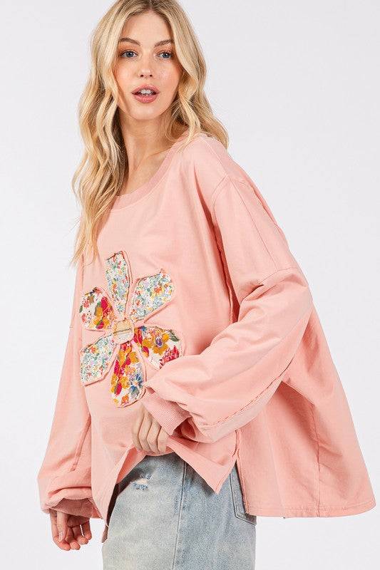 SAGE + FIG Flower Patch Dropped Shoulder Oversize Top - Charming Charlie