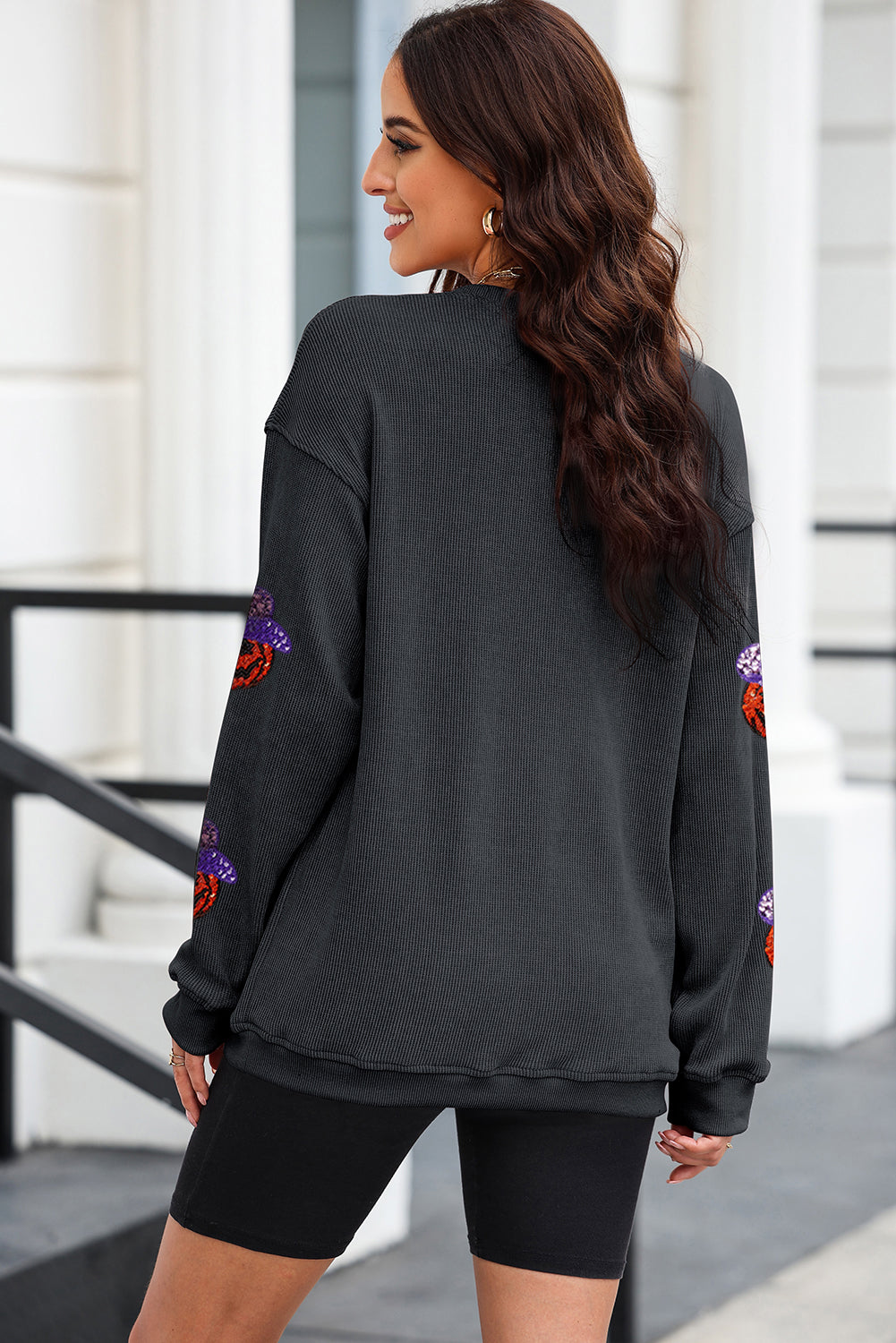 Sequin Pumpkin Long Sleeve Sweatshirt - Charming Charlie