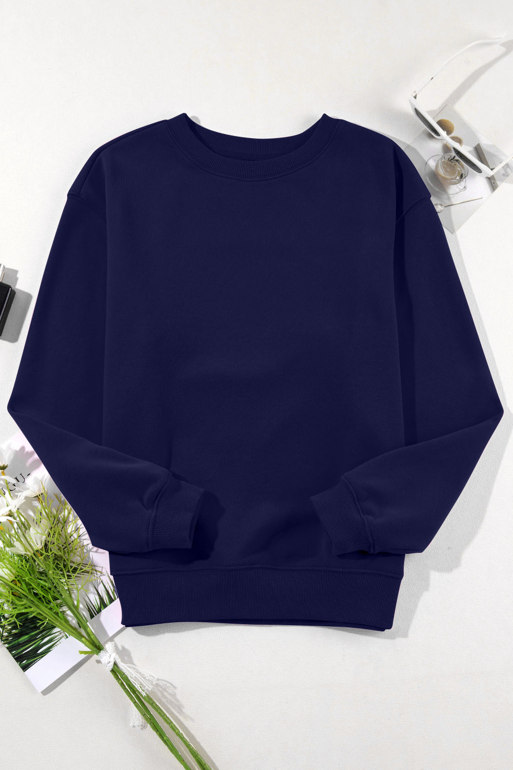 Round Neck Long Sleeve Sweatshirt - Charming Charlie