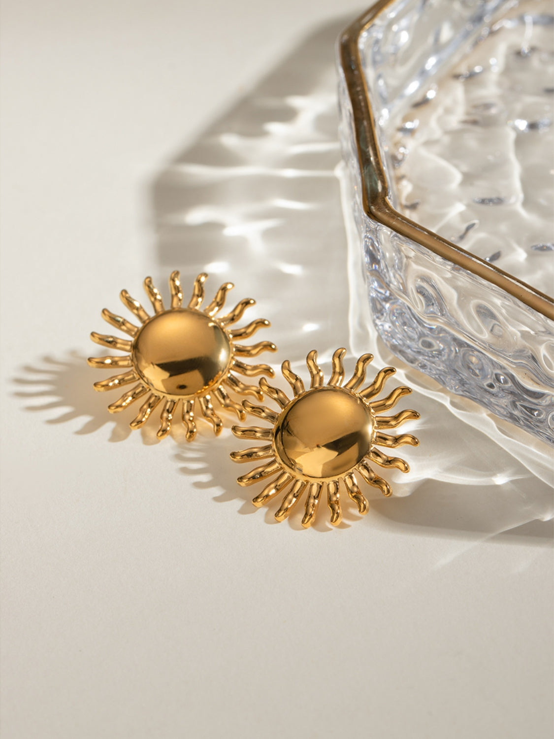 18K Gold-Plated Stainless Steel Sun Stud Earrings - Charming Charlie