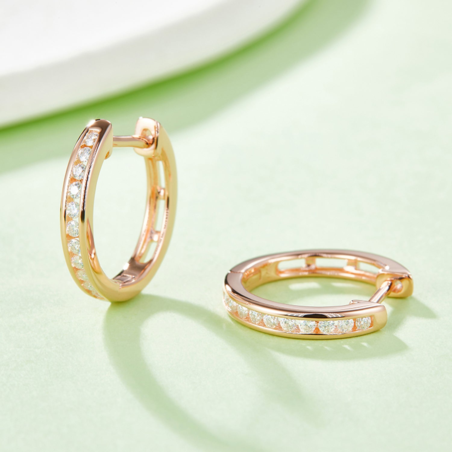 Moissanite 925 Sterling Silver Huggie Earrings - Charming Charlie