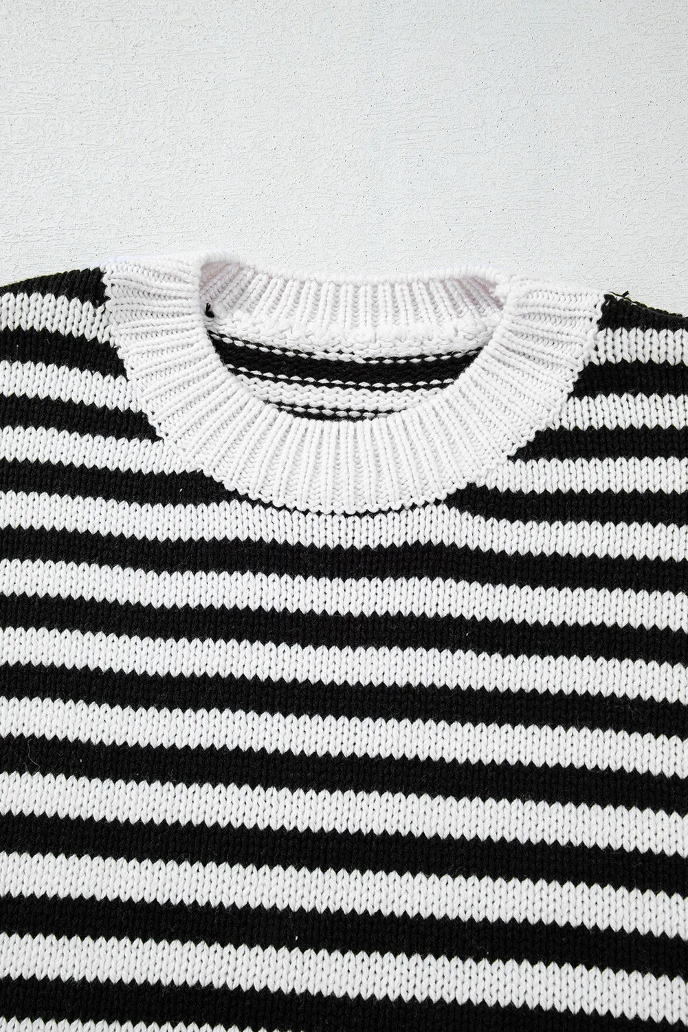 Striped Round Neck Long Sleeve Sweater - Charming Charlie