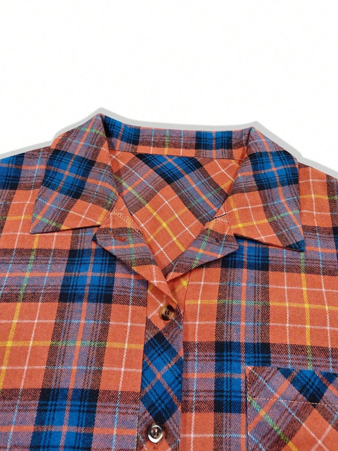 Plaid Collared Neck Long Sleeve Shirt - Charming Charlie
