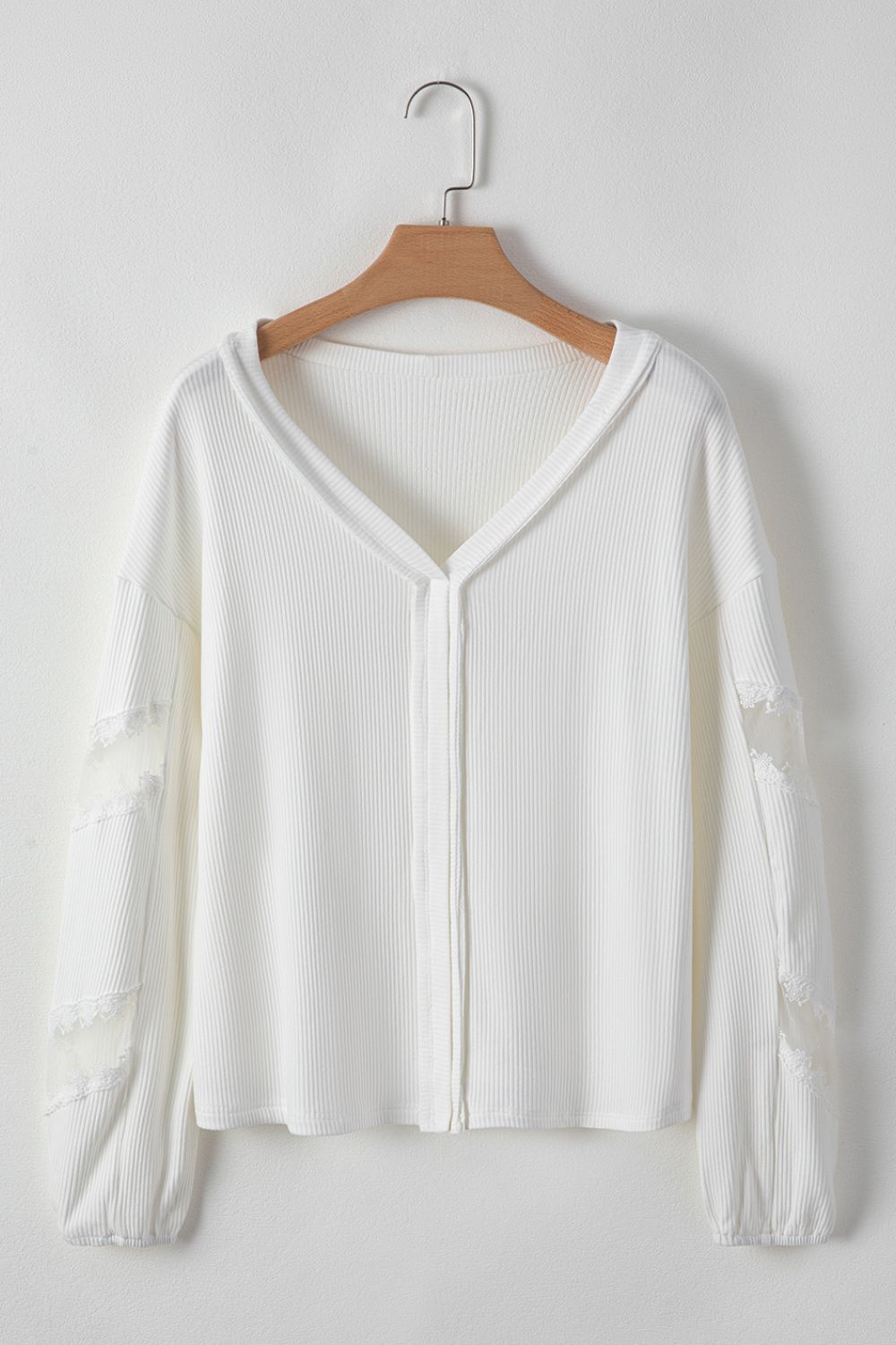 Lace Detail Drop Sleeve Ribbed Top - Charming Charlie
