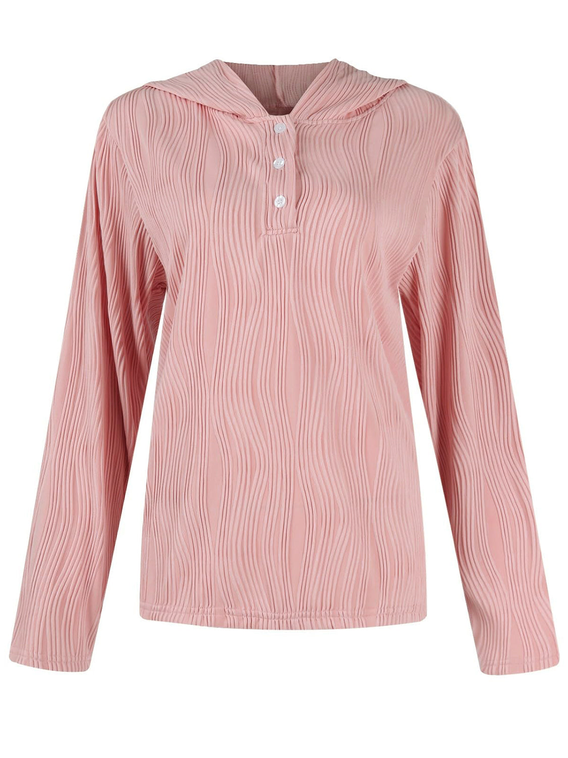 Textured Long Sleeve Hoodie - Charming Charlie