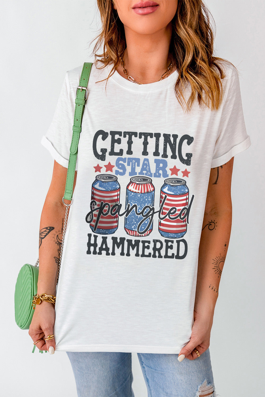 Graphic Round Neck Short Sleeve T-Shirt - Charming Charlie