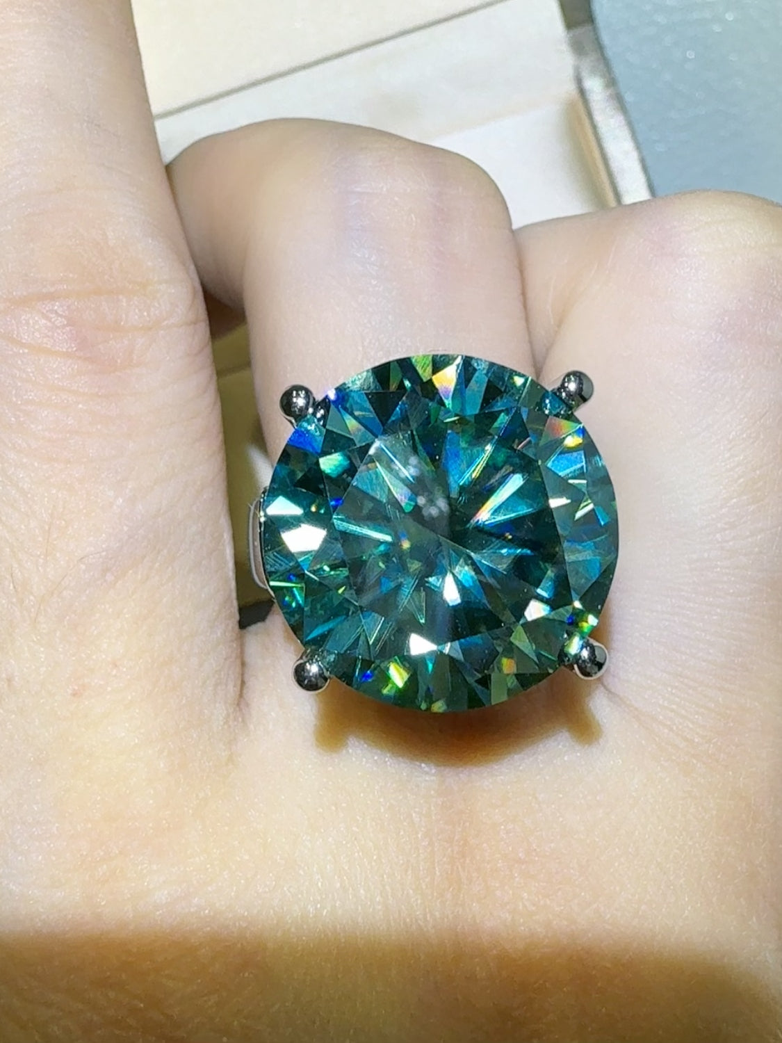 20 Carat Moissanite 925 Sterling Silver Ring - Charming Charlie