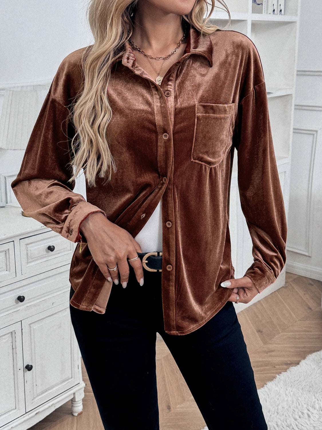 Button Up Long Sleeve Shirt - Charming Charlie