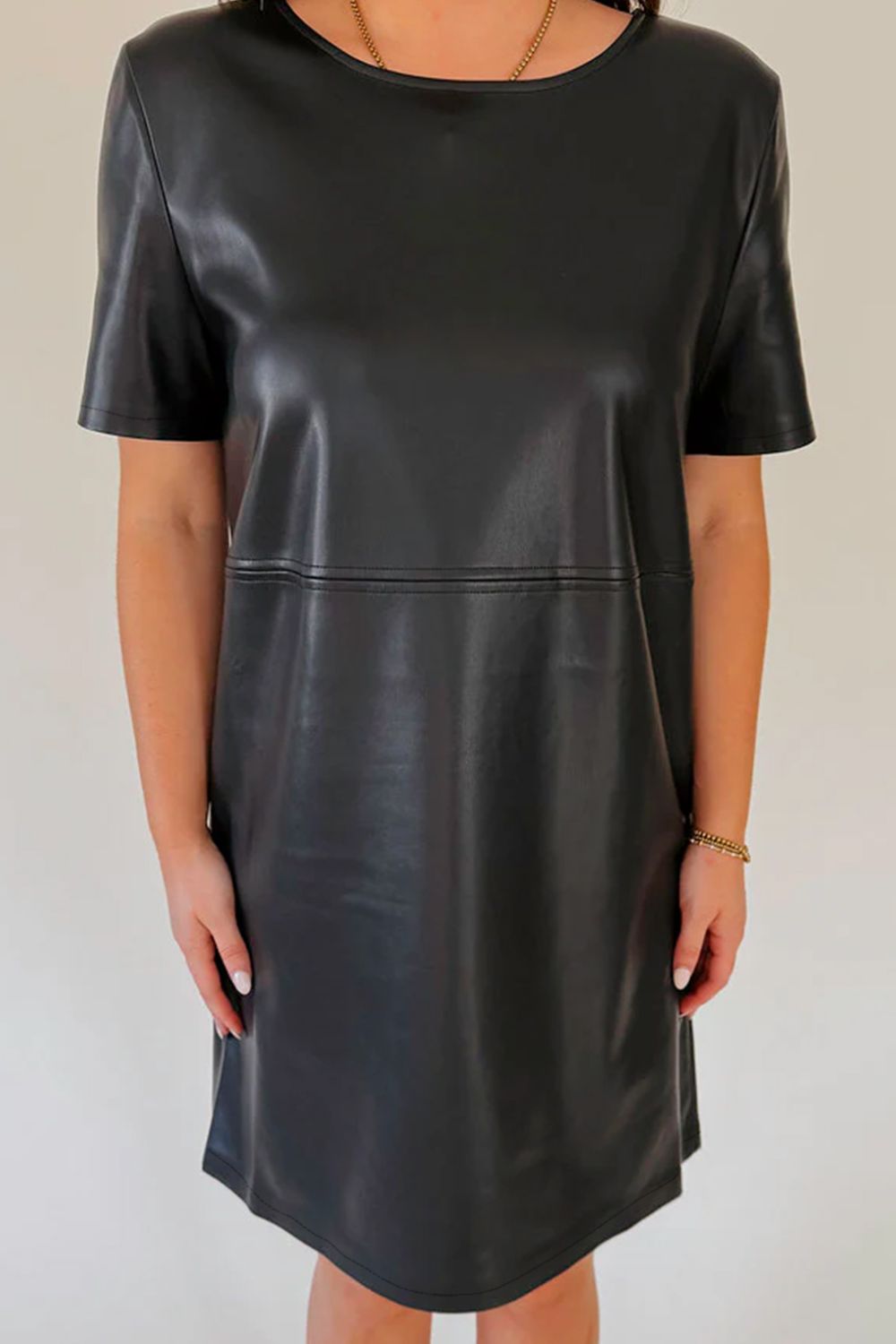 Round Neck Short Sleeve Mini Dress - Charming Charlie