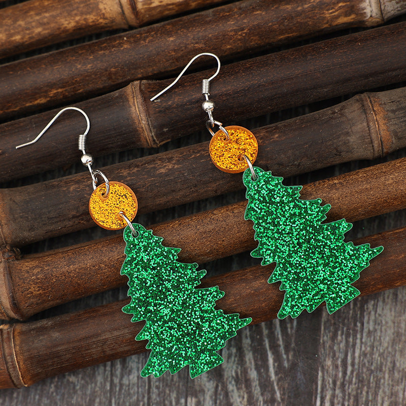 Glitter Acrylic Tree Shape Earrings - Charming Charlie