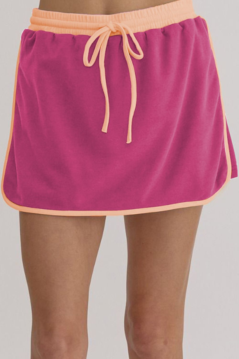 Contrast Trim Round Neck Top and Skort Set - Charming Charlie