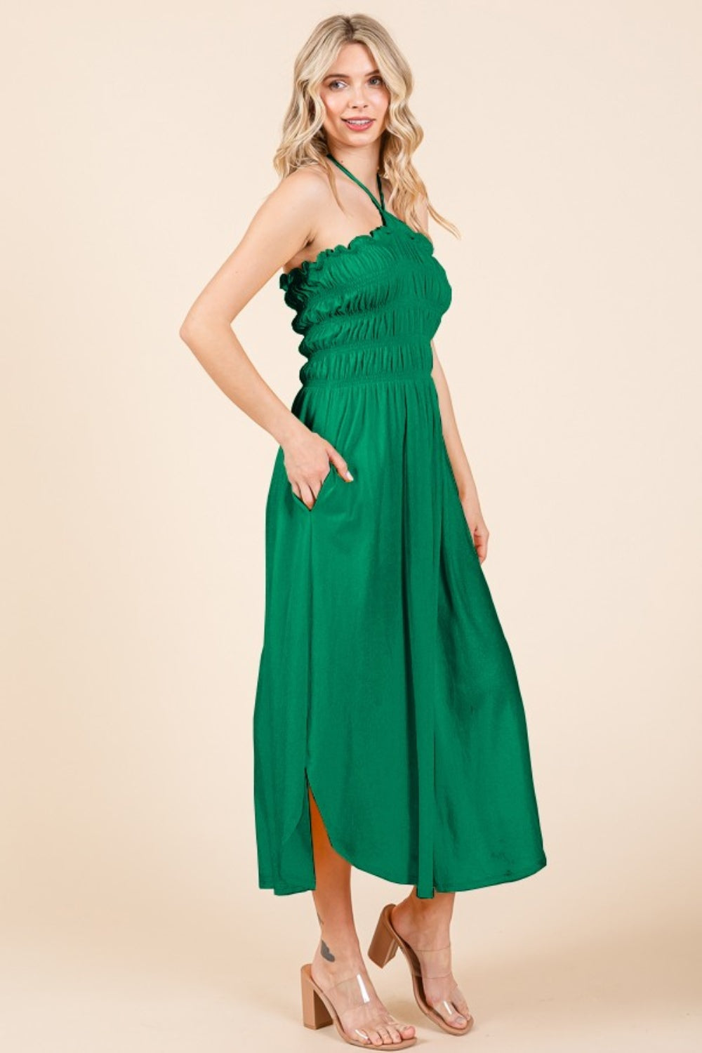 Culture Code Tie Back Shirring Dress with Pockets - Charming Charlie