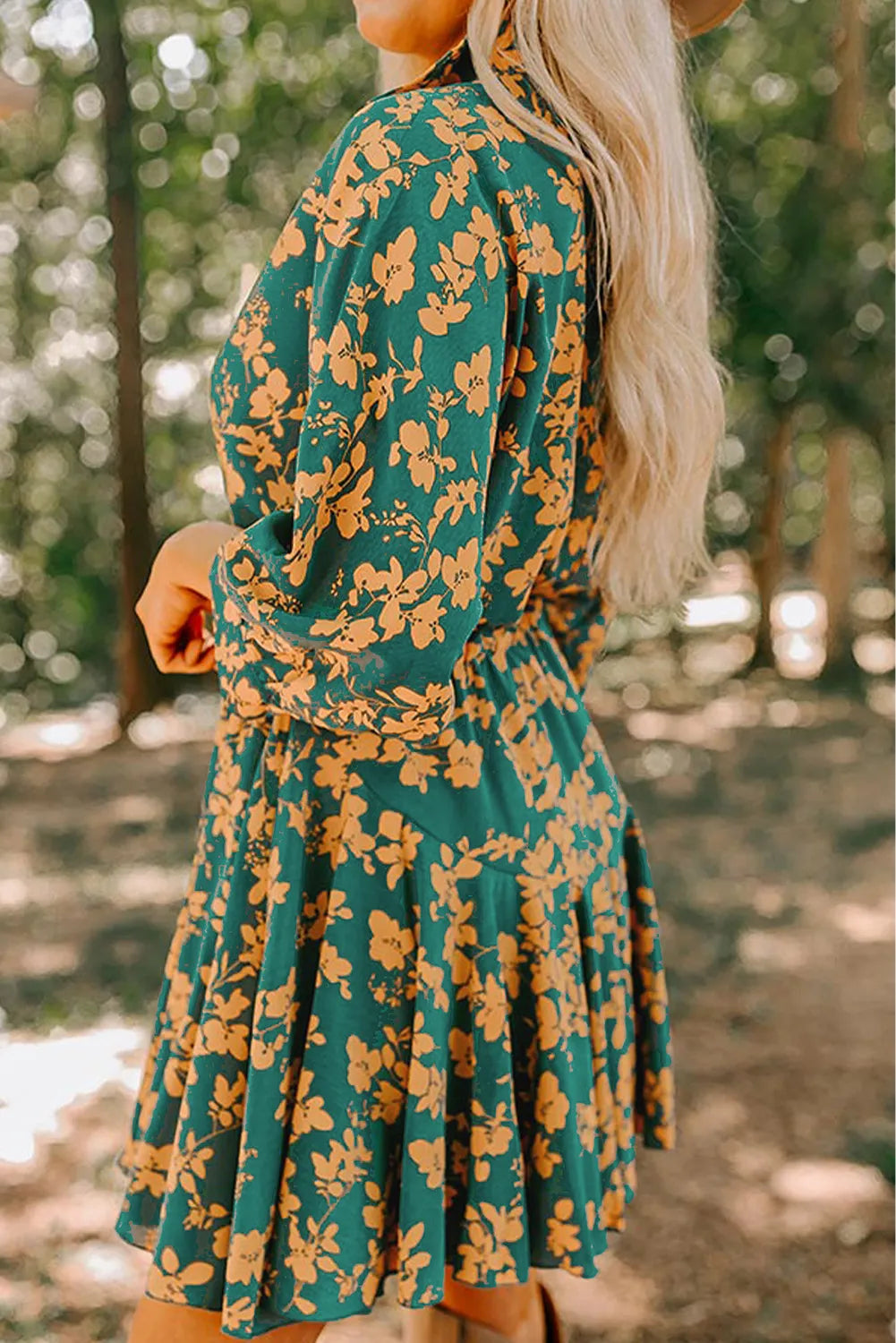 Printed Three-Quarter Sleeve Mini Dress - Charming Charlie
