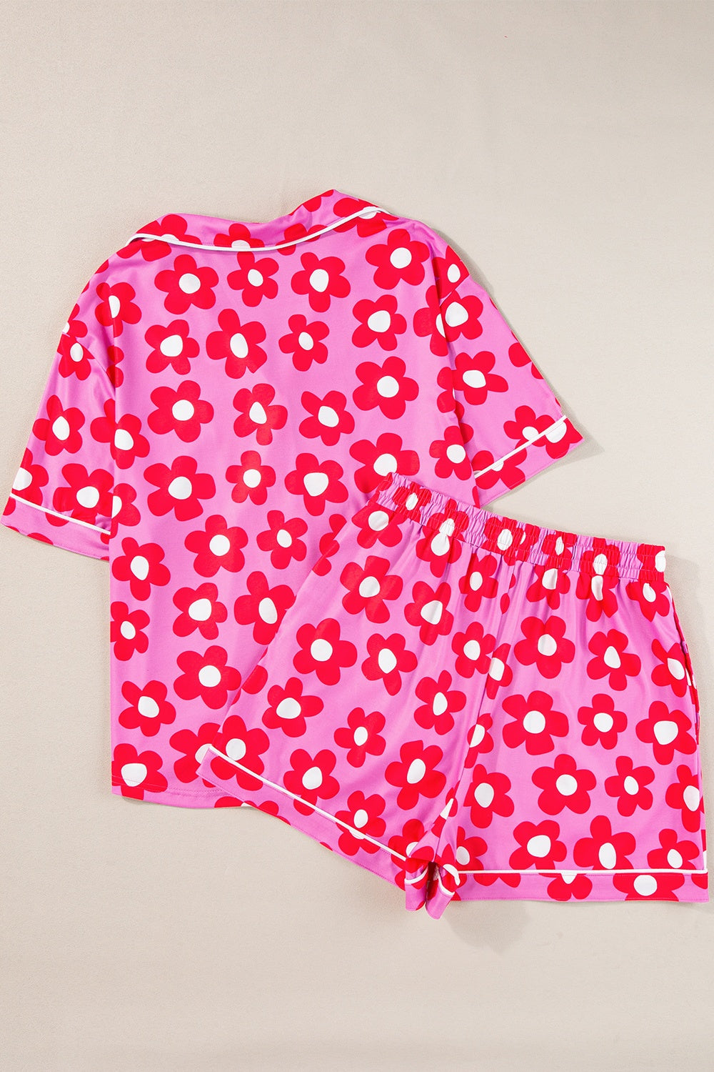 Pocketed Flower Half Sleeve Top and Shorts Lounge Set - Charming Charlie