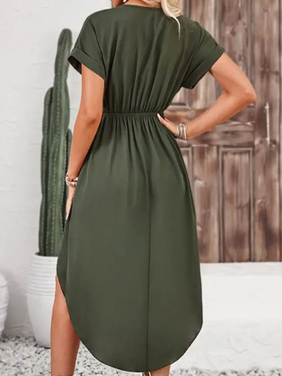 Tied Surplice Short Sleeve Dress - Charming Charlie
