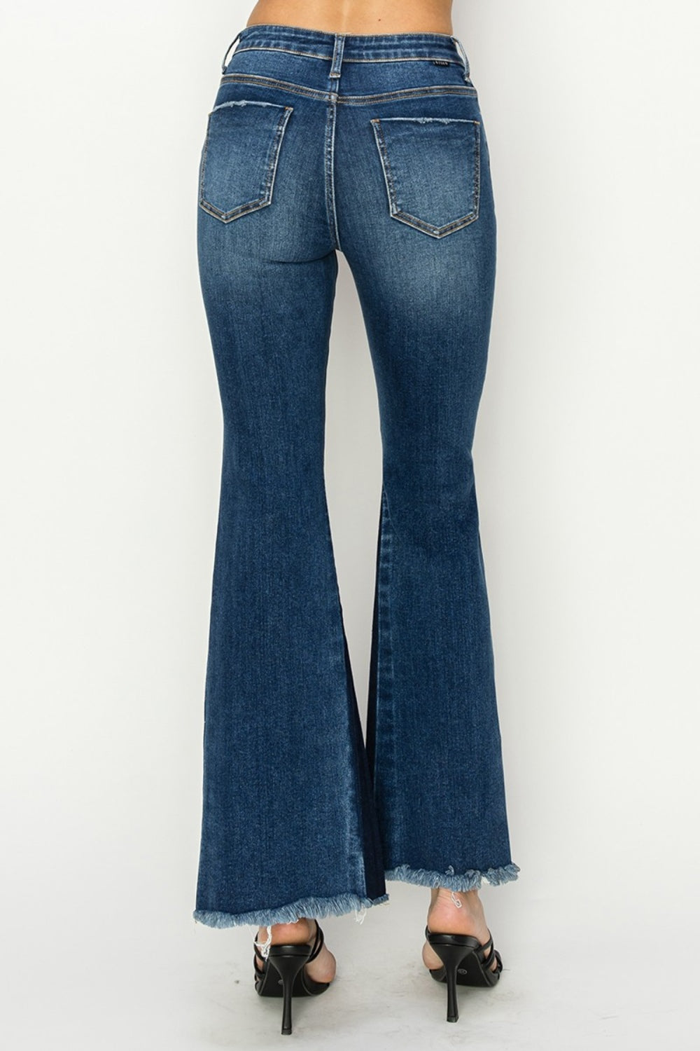 RISEN Full Size High Rise Side Shadow Seam Detail Slit Flare Jeans - Charming Charlie