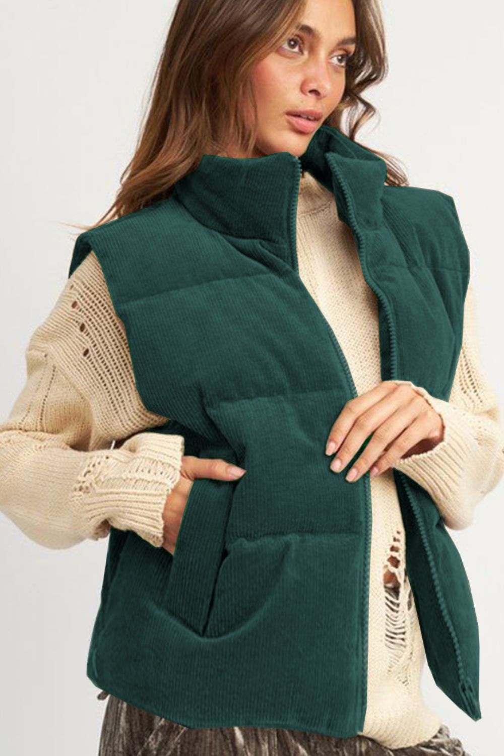 Zip Up Turtleneck Vest Coat - Charming Charlie
