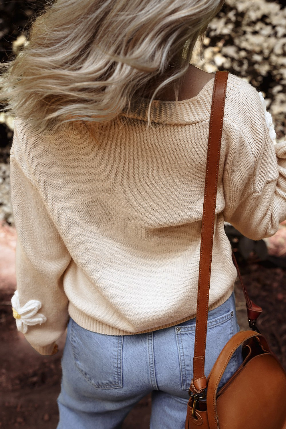 Flower Dropped Shoulder Long Sleeve Cardigan - Charming Charlie