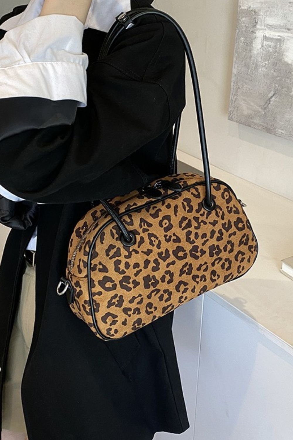Leopard Suede Medium Shoulder Bag - Charming Charlie