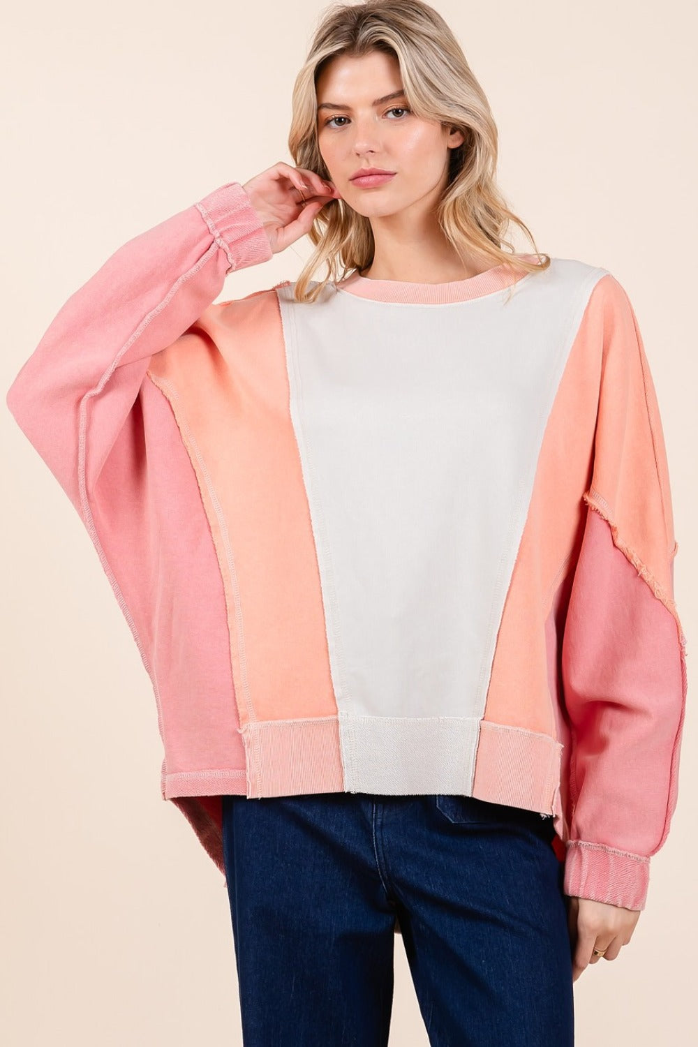 Mittoshop Mineral Wash Color Block Sweatshirt - Charming Charlie