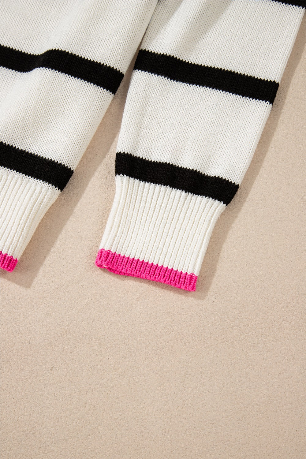 Striped Round Neck Drop Shoulder Sweater - Charming Charlie