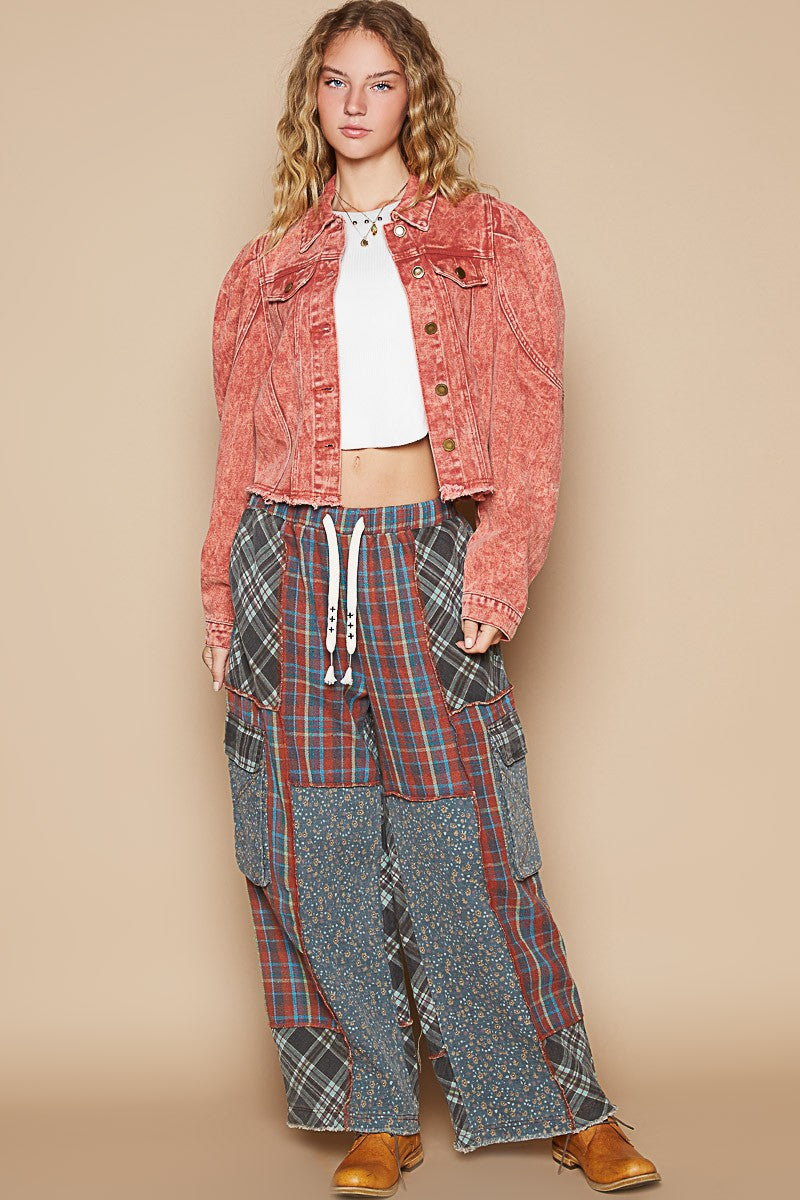POL Raw Hem Button Up Cropped Denim Jacket - Charming Charlie