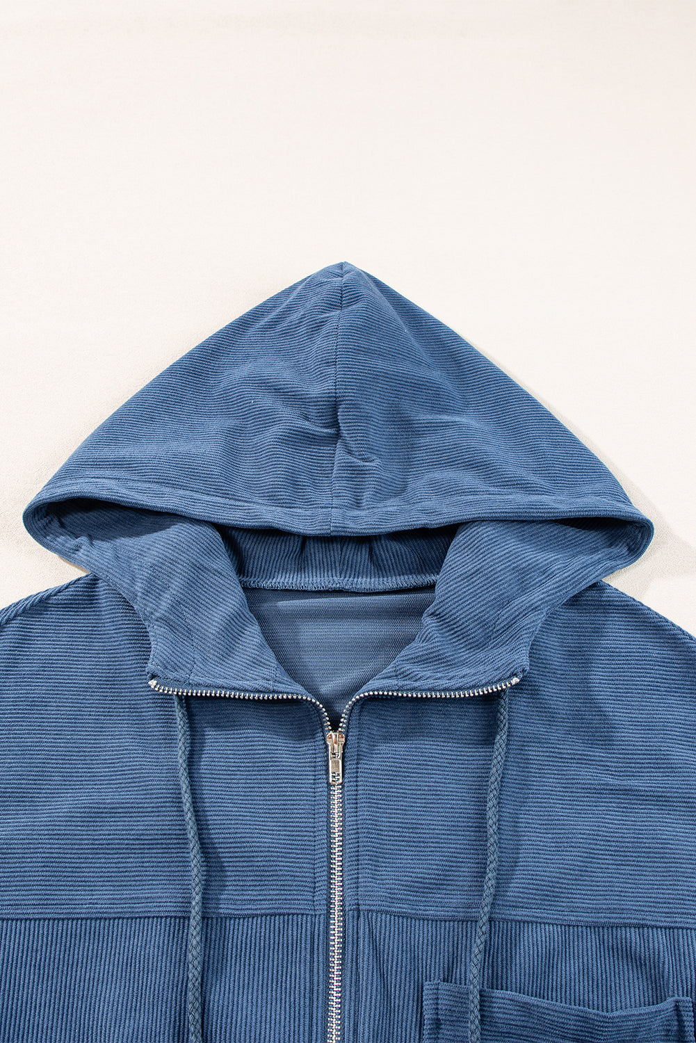 Pocketed Zip Up Long Sleeve Hooded Jacket - Charming Charlie