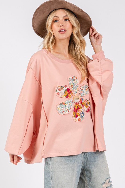SAGE + FIG Flower Patch Dropped Shoulder Oversize Top - Charming Charlie