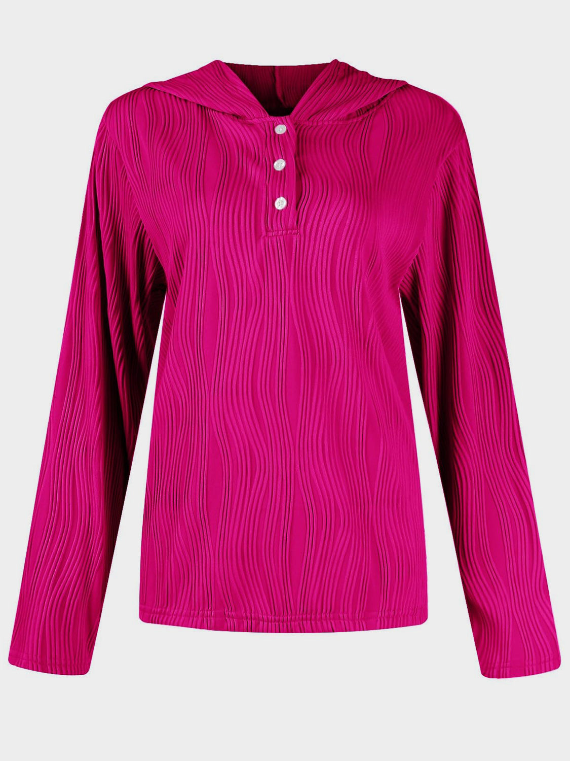 Textured Long Sleeve Hoodie - Charming Charlie