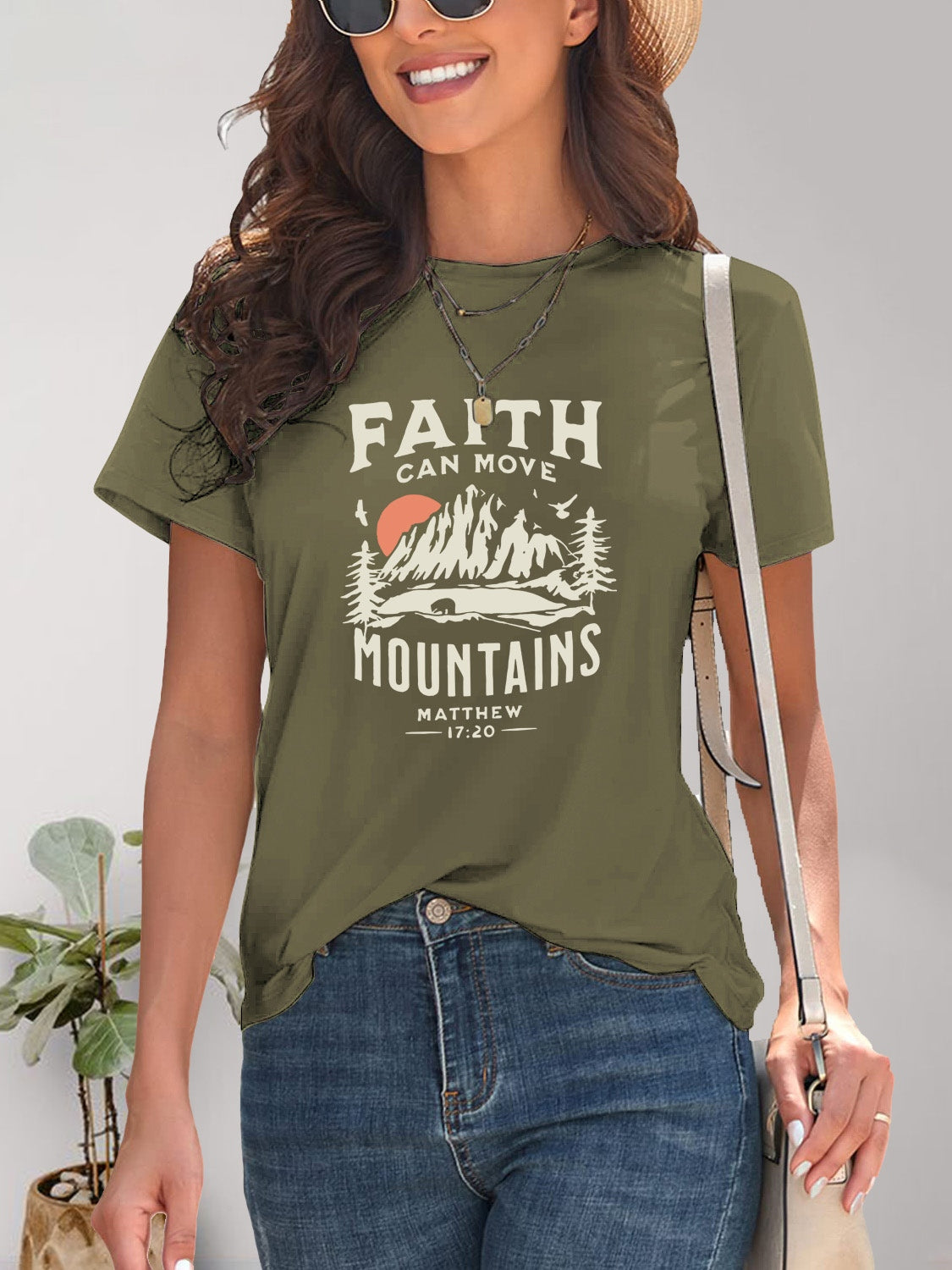 Graphic Round Neck Short Sleeve T-Shirt - Charming Charlie