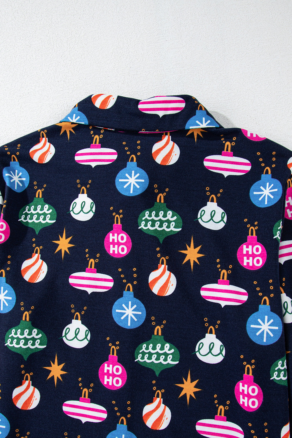 Christmas Lights Print Collared Neck Top and Pants Set - Charming Charlie