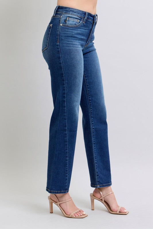 Judy Blue Full Size Side Seam Detail Straight Jeans with Pockets - Charming Charlie