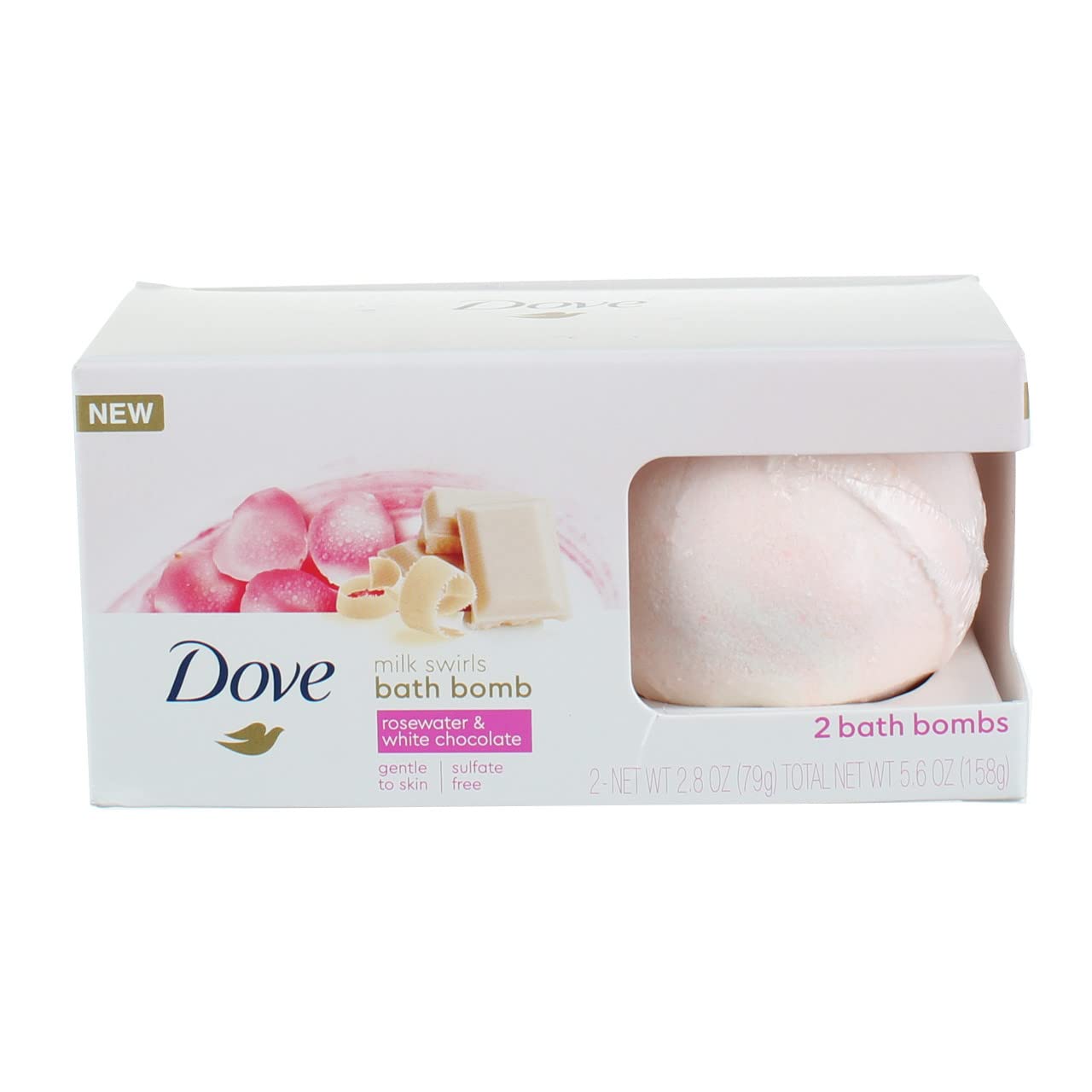 Dove Milk Swirls Bath Bombs, Rosewater & White Chocolate, 2 CT, 2.8 Oz Ea 2 CT - Charming Charlie