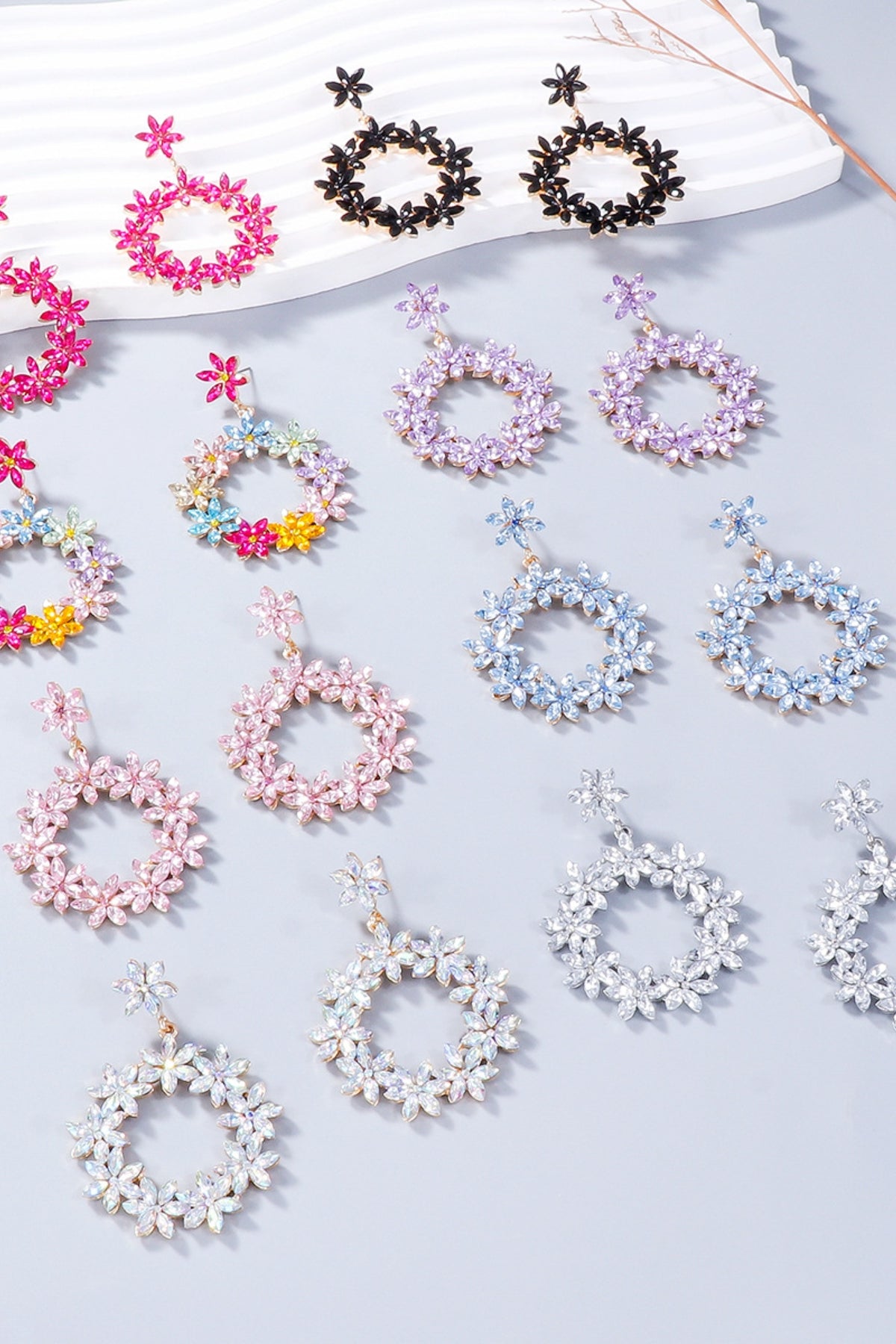 Rhinestone Flower Dangle Earrings - Charming Charlie