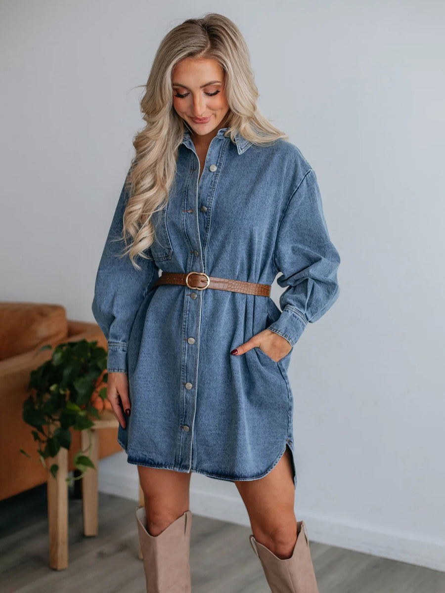 denim button up shirt dress Collared Neck Long Sleeve Medium / XL or heading to a centerpiece4 Cece (from Macys) Floral Color:Light-Lavender