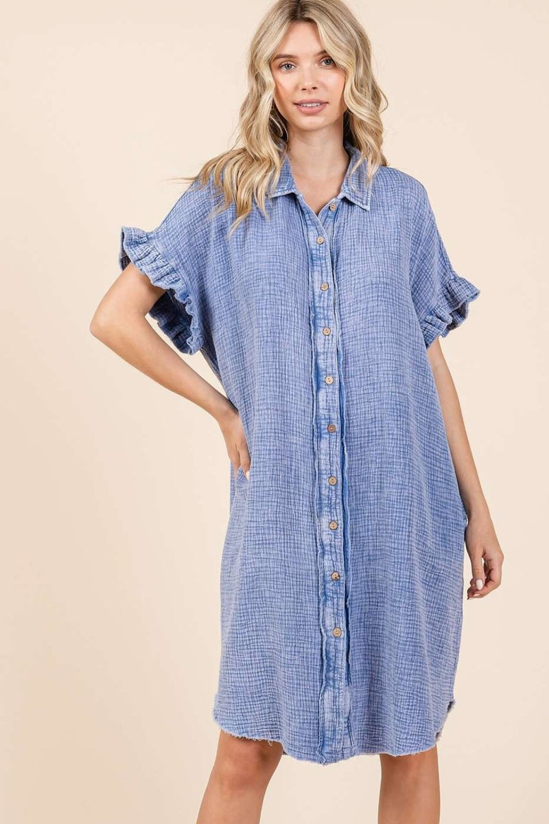 Mittoshop Patchwork Mineral Washed Round Neck Cap Sleeve Top main image 0