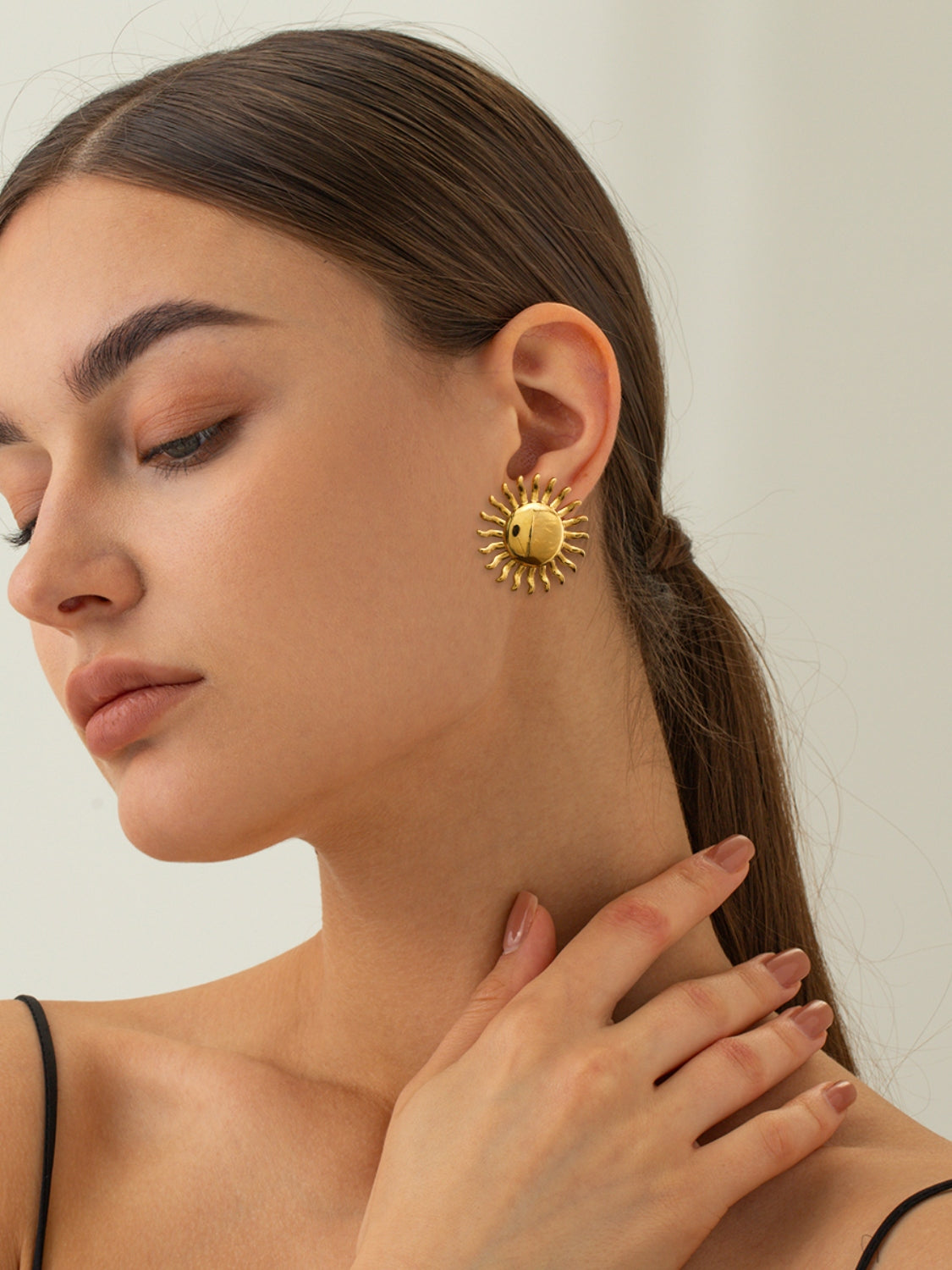 18K Gold-Plated Stainless Steel Sun Stud Earrings - Charming Charlie
