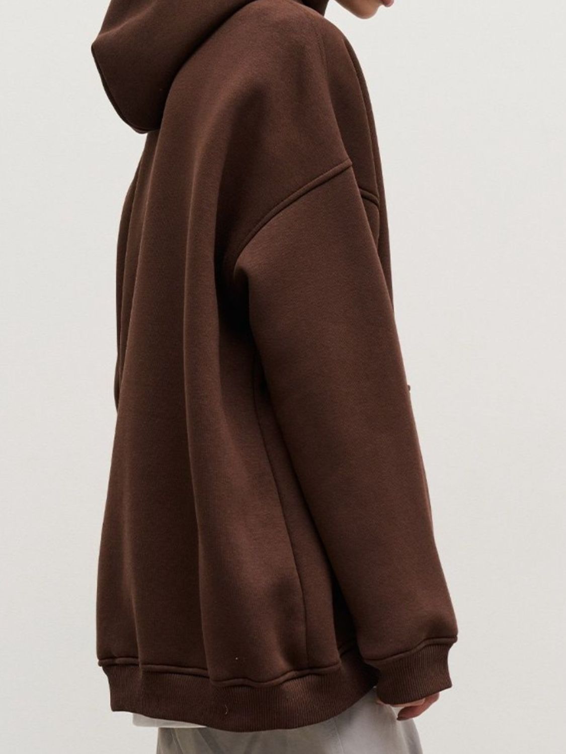 Pocketed Dropped Shoulder Long Sleeve Hoodie - Charming Charlie