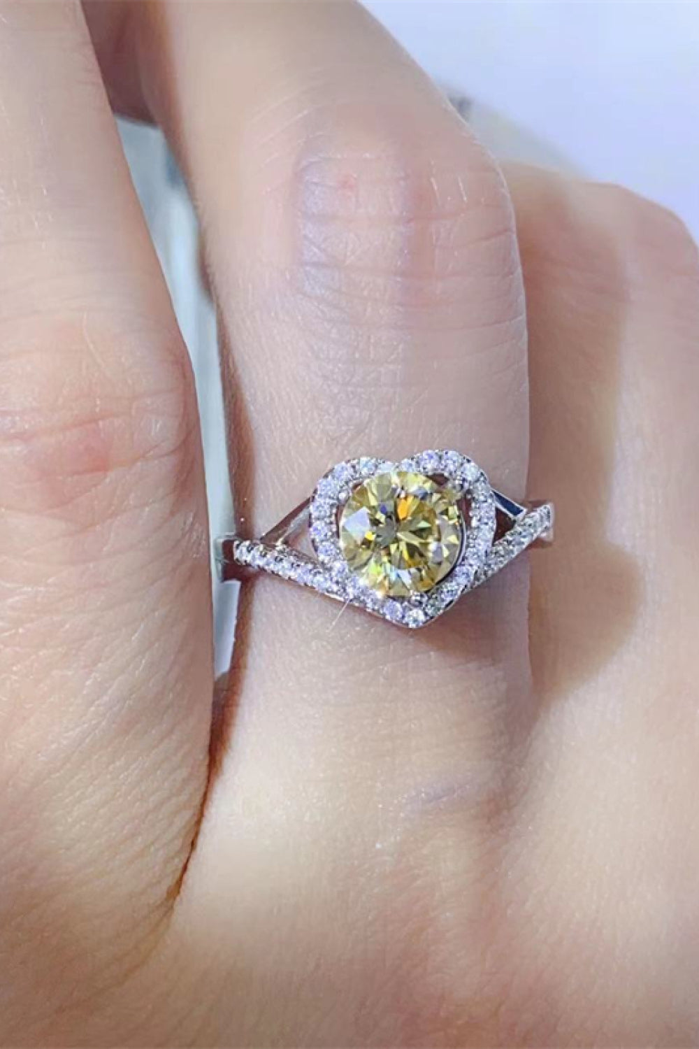 Adored 1 Carat Moissanite 925 Sterling Silver Heart Ring - Charming Charlie