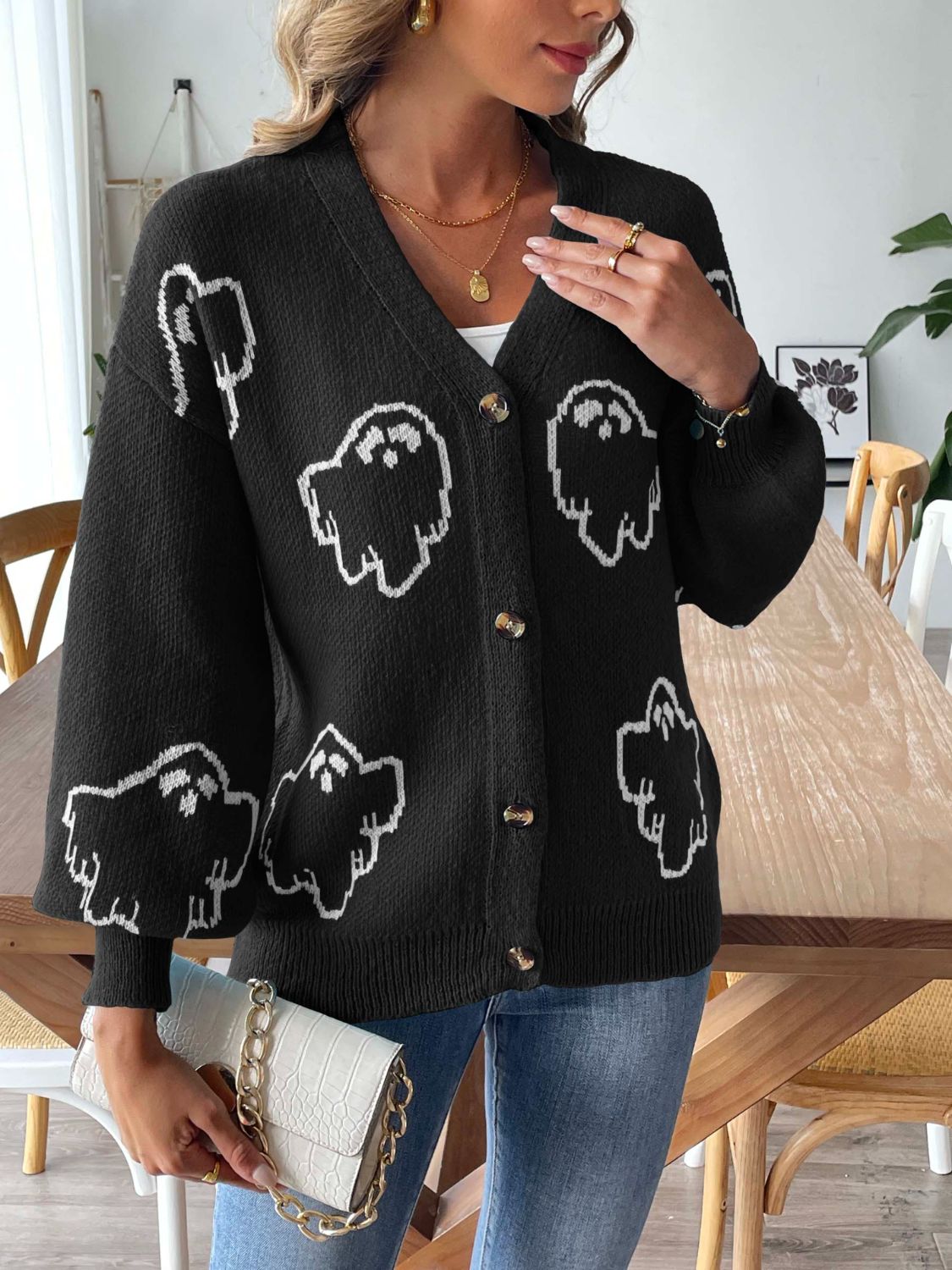 V-Neck Dropped Shoulder Cardigan - Charming Charlie