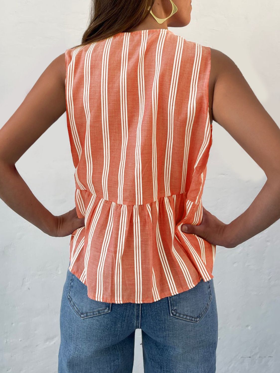 Tied Striped Round Neck Tank - Charming Charlie