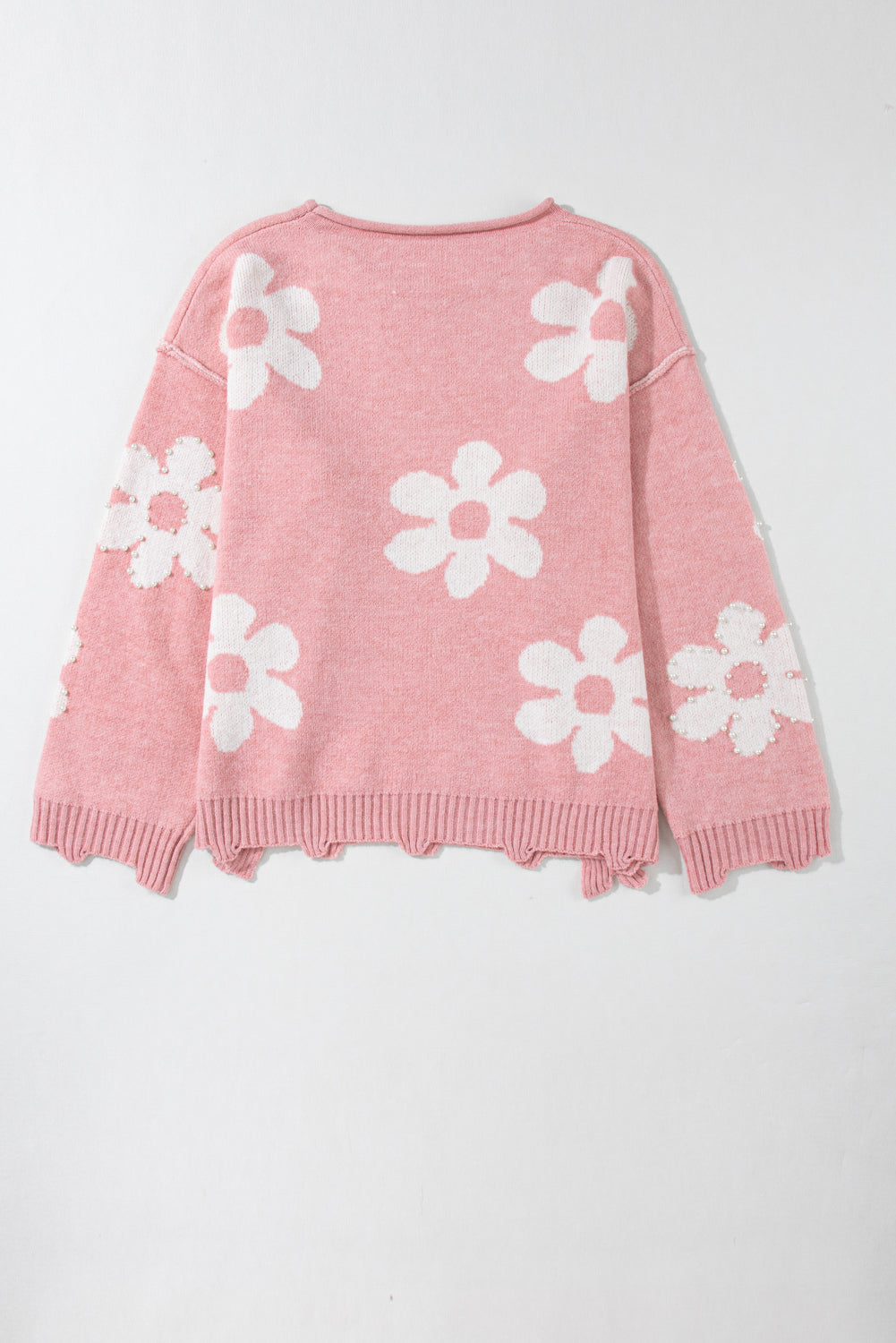 Pearl Trim Flower Round Neck Sweater - Charming Charlie