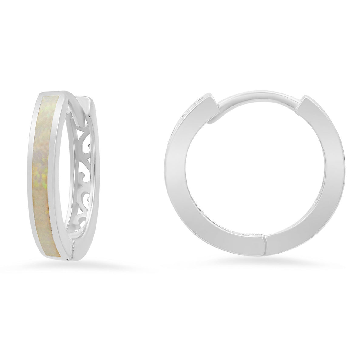 Sterling Silver Opal Hoop Earrings - Charming Charlie