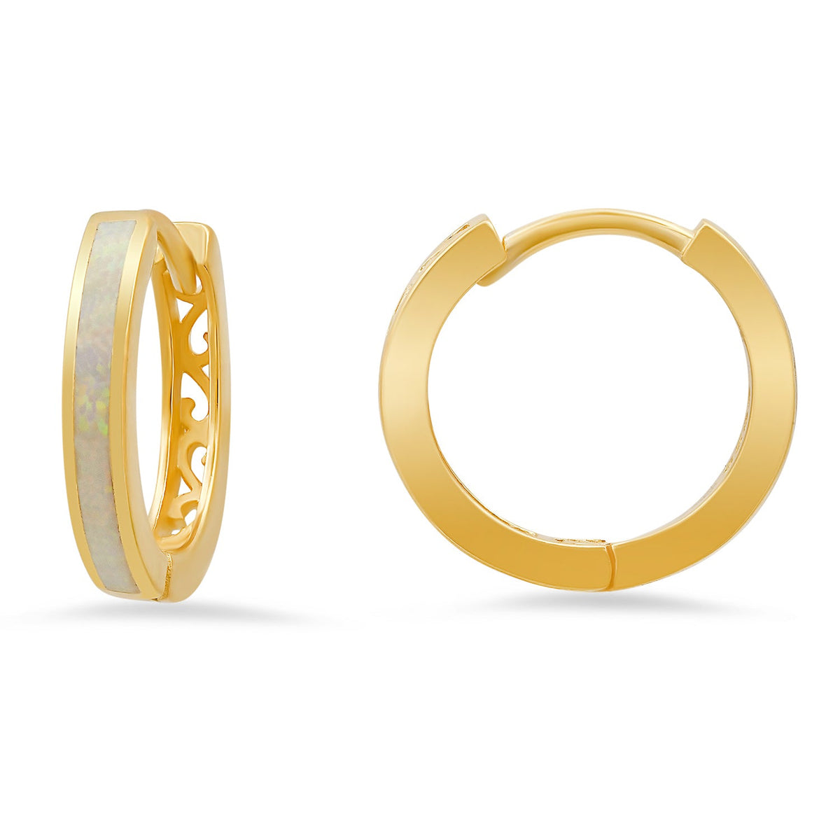 Sterling Silver Opal Hoop Earrings - Charming Charlie