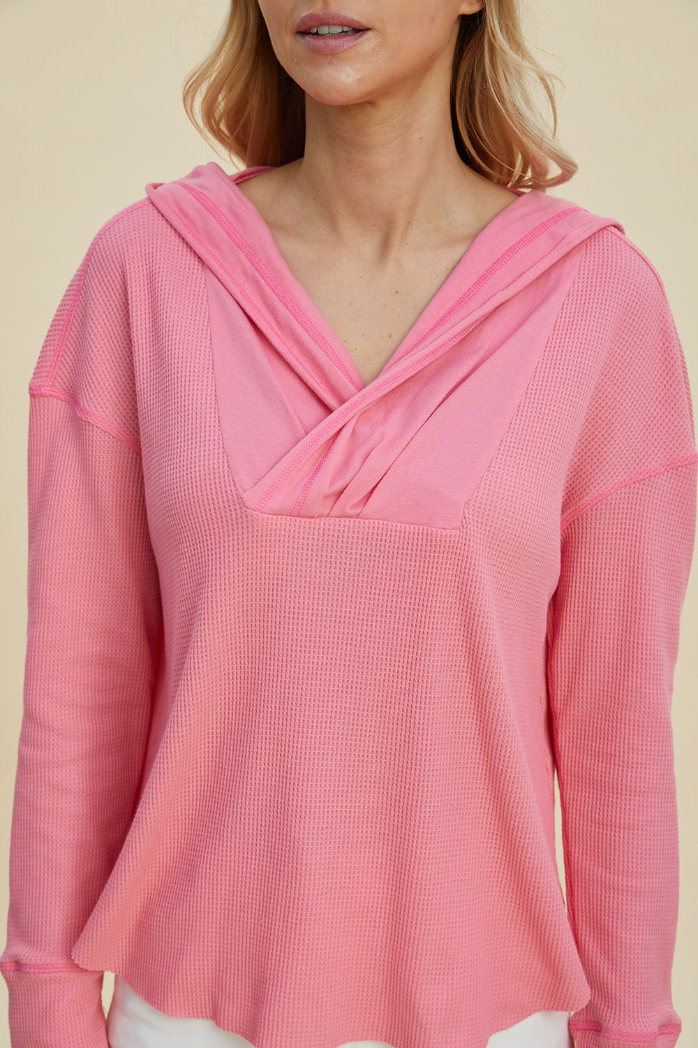 Double Take Full Size High-Low Dropped Shoulder Long Sleeve Hoodie - Charming Charlie