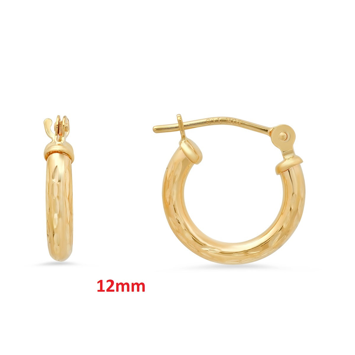 Real 10k Solid Gold Diamond-cut Huggy Hoop Gold Earrings - Charming Charlie